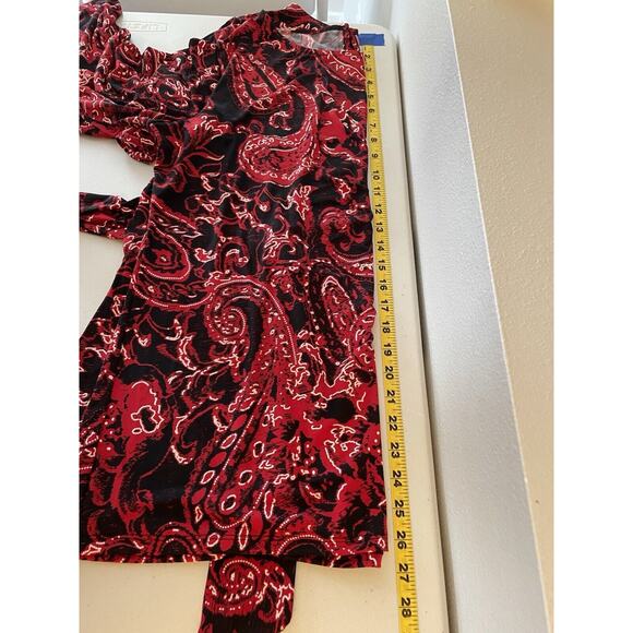 Cocomo Top Womens Size 1X Red 3/4 Sleeve Artsy Textured Stretch Ruched Career - Picture 7 of 9